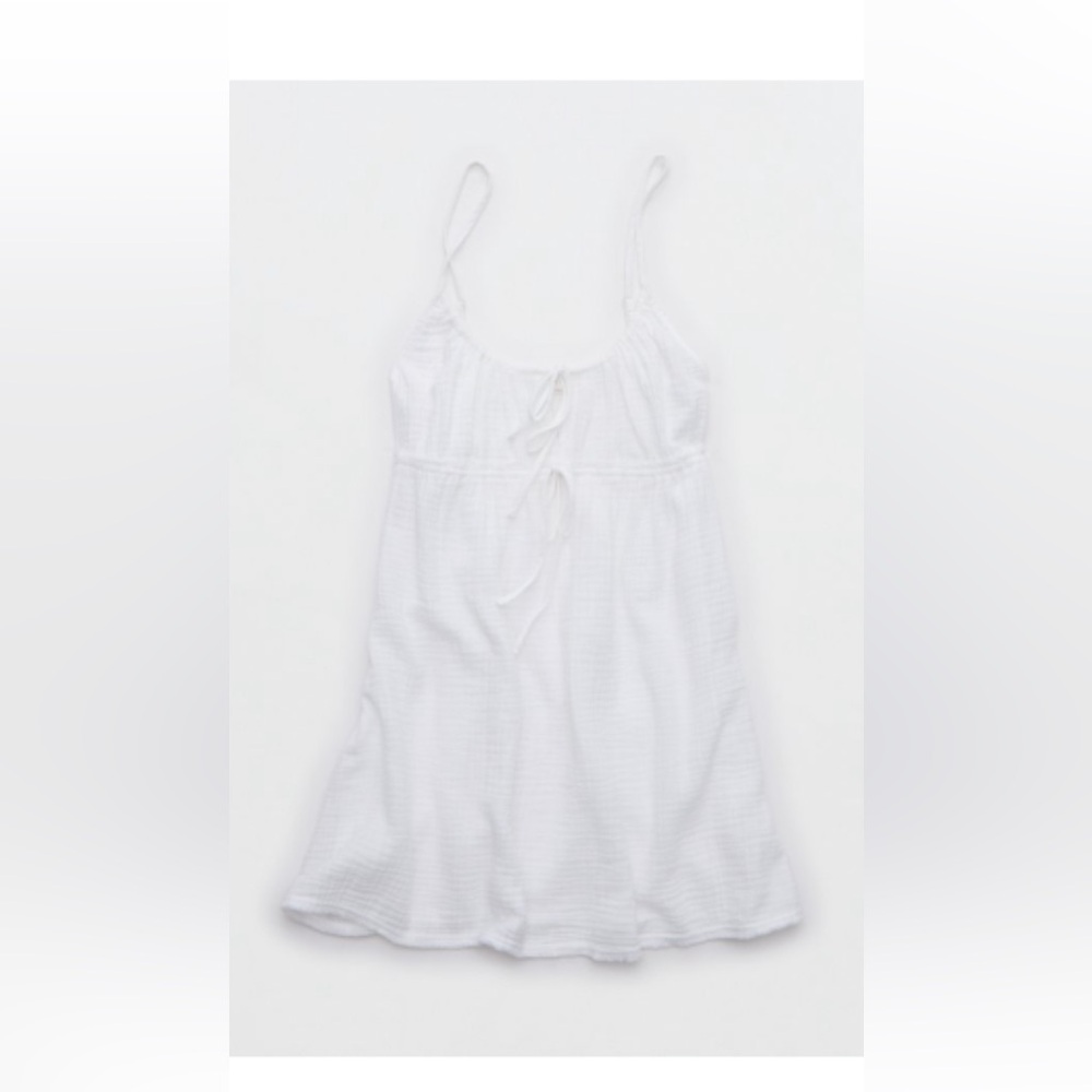 Aerie women’s white cotton tie front dress large